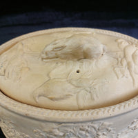 Thumbnail for Antique 1800s Wedgwood Yellow Jasperware Game Dish - Little crack & chips China.15