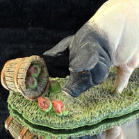 Thumbnail for Crown Staffordshire Hand-Painted Pig Figurine with Basket - Fine Art d Porcelain5