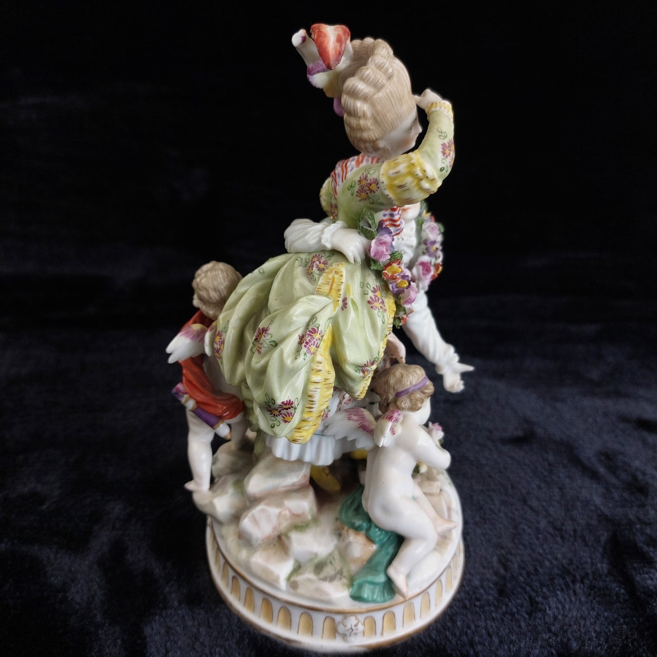 Antique Dresden Style Porcelain Figurine The Broken Bridge Michel Victor Acier4