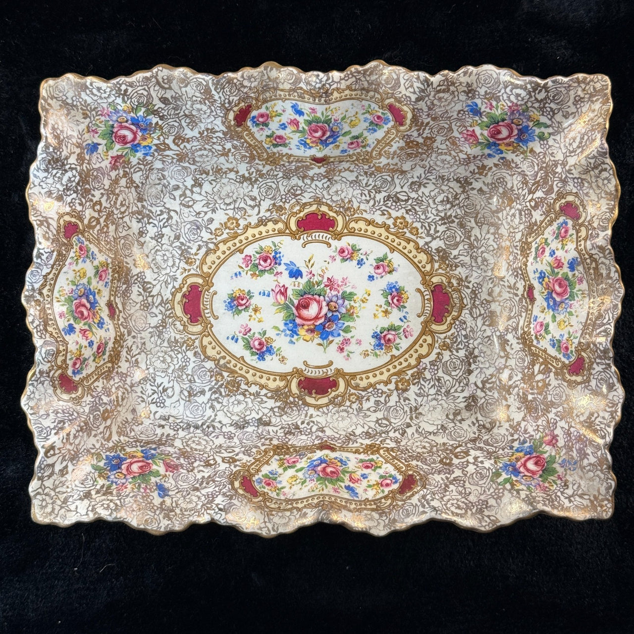 James Pompadour Kent Chelsea Bowls x6 Center Dish Vintage Floral Gilt Set Large8