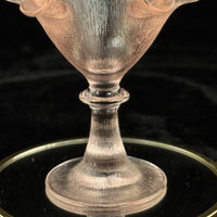 Thumbnail for French Pink Amber Glass Compote Bowl Ruffled Pedestal 6.5” Vintage Elegant3