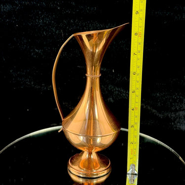 Vintage Copper Decorative Pitcher Vase 8.5” Tall Mid-Century Modern Ewer Style1