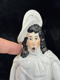 Thumbnail for Antique Porcelain Staffordshire Cavalier- Horse Figurine Pair decor see one head20