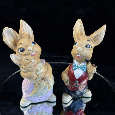 Rare Vintage Pepinware HandPainted Rabbit Figurines Mr. & Mrs. Flopsy Wallasey0