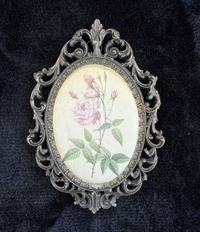 Thumbnail for Italian Vintage/Antique Brass Oval Frames with Fabric Prints - Set of 3 Italy3