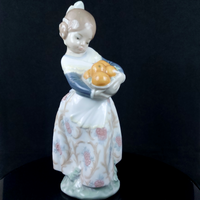Thumbnail for Rare NAO by Lladró Spanish Porcelain Girl with Basket Figurine Handmade Spain0