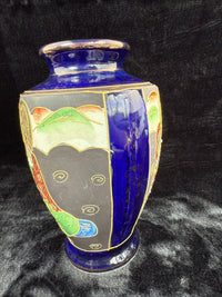 Thumbnail for Oriental Hand-Painted navy blue Vase - 'Foreign' Mark Antique Porcelain Satsuma.4
