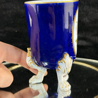 Thumbnail for Royal Worcester Tripod Vase Blue Cobalt Pink Rose Hand Painted Gilt Antique Styl16