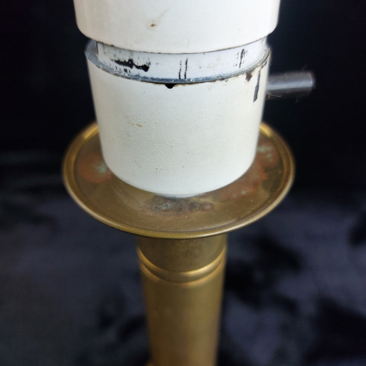 Vintage Brass Lamp Table Patina EU Plug 915gr Classic 12" Tall antique style dec13