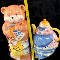 Thumbnail for Britannia Though Paws biscuit Jar & Lady Teapot Set 1993 Ceramic kitchen decor2