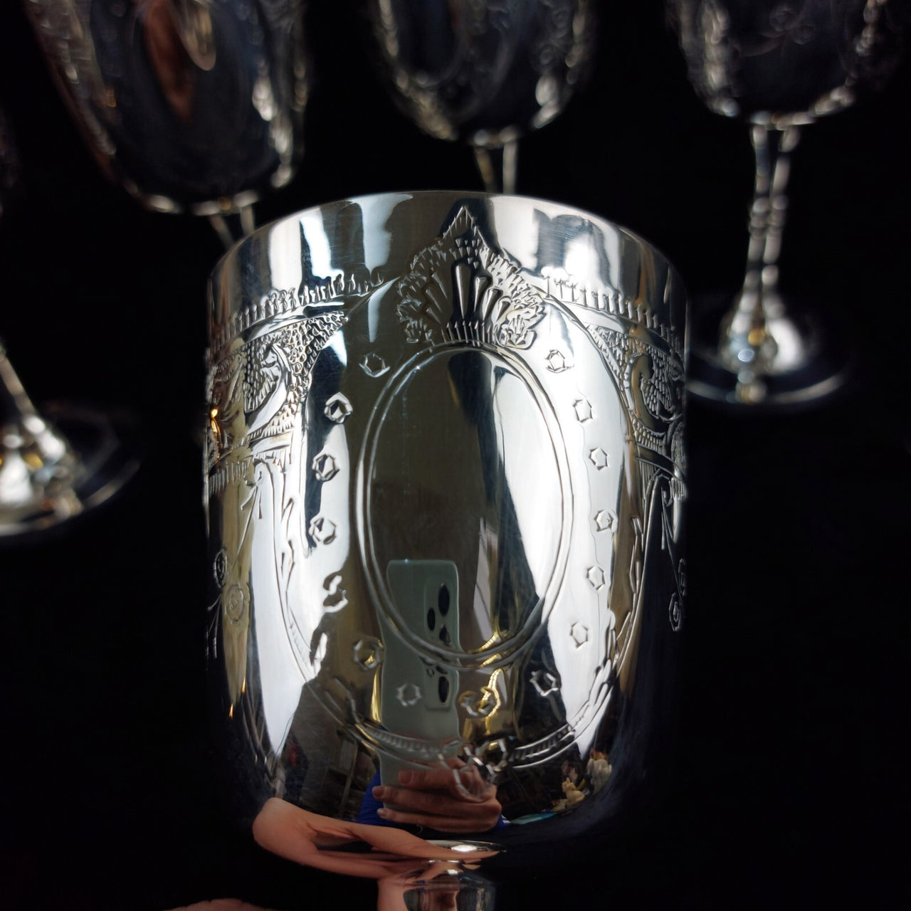 Set 6 of Renaissance Style French Silver Wine Goblets EPNS Hallmark.10