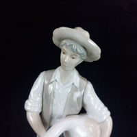 Thumbnail for Rare Porcelain Boy Figurine with Geese, 9.25