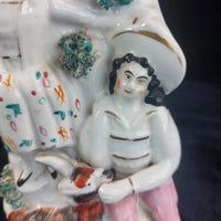Thumbnail for Staffordshire Figure Painted Couple with Goat Mantel Vase Victorian 8