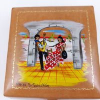 Thumbnail for Flamenco Dancers Painted Leather Jewellery Trinket Box Fabric Lined2