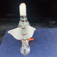 Thumbnail for Handmade Glass Figurine Duck Orange Feet Clear Wings Bird Ornament Good Boxed 3