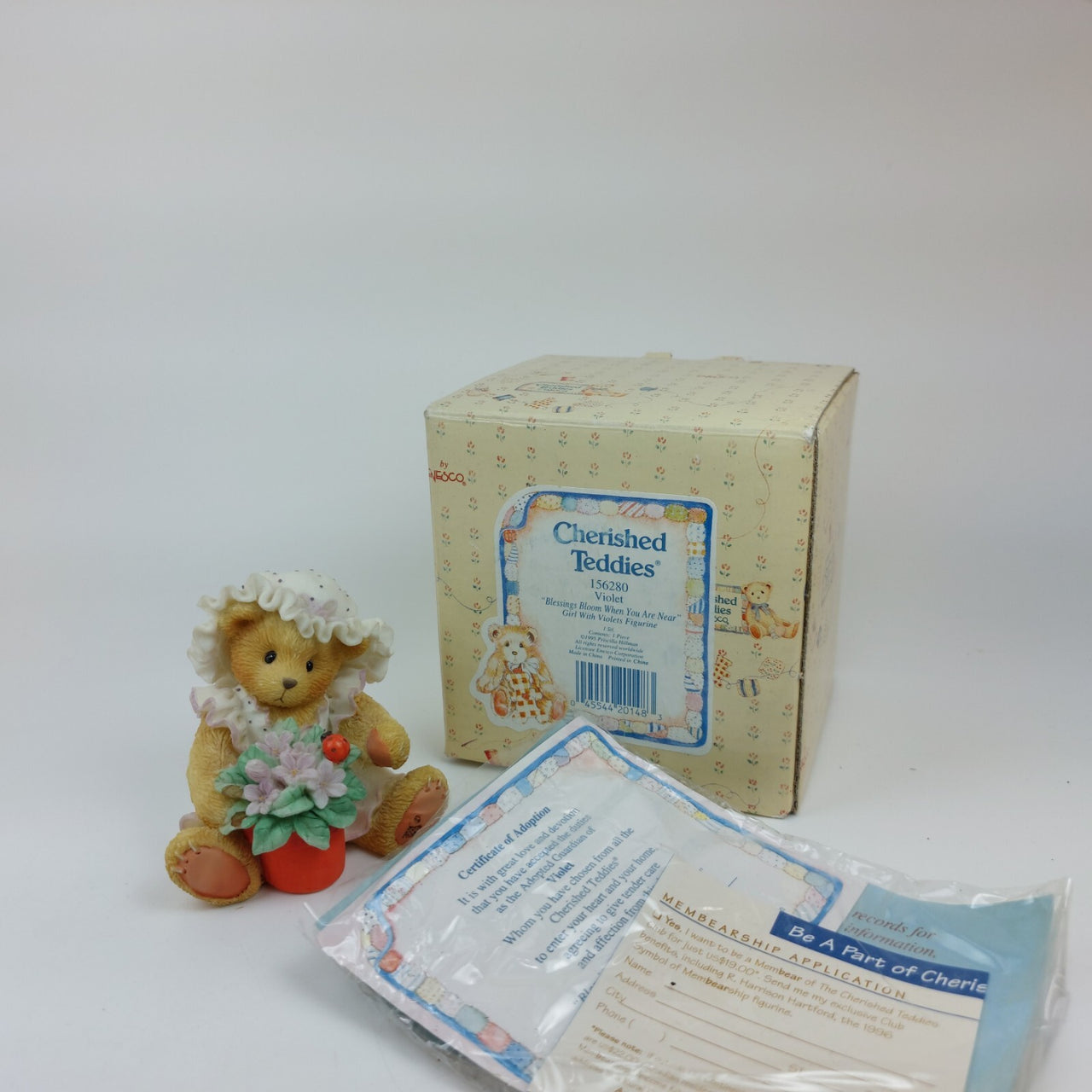 Cherished Teddies Violet -'Blessings Bloom When You Are Near' Collectible 3"0
