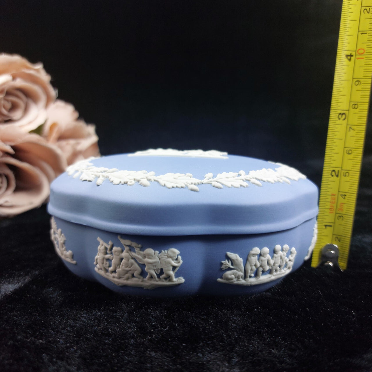 Wedgwood Blue Jasperware Trinket Box – Vintage -  Classical Design - England14