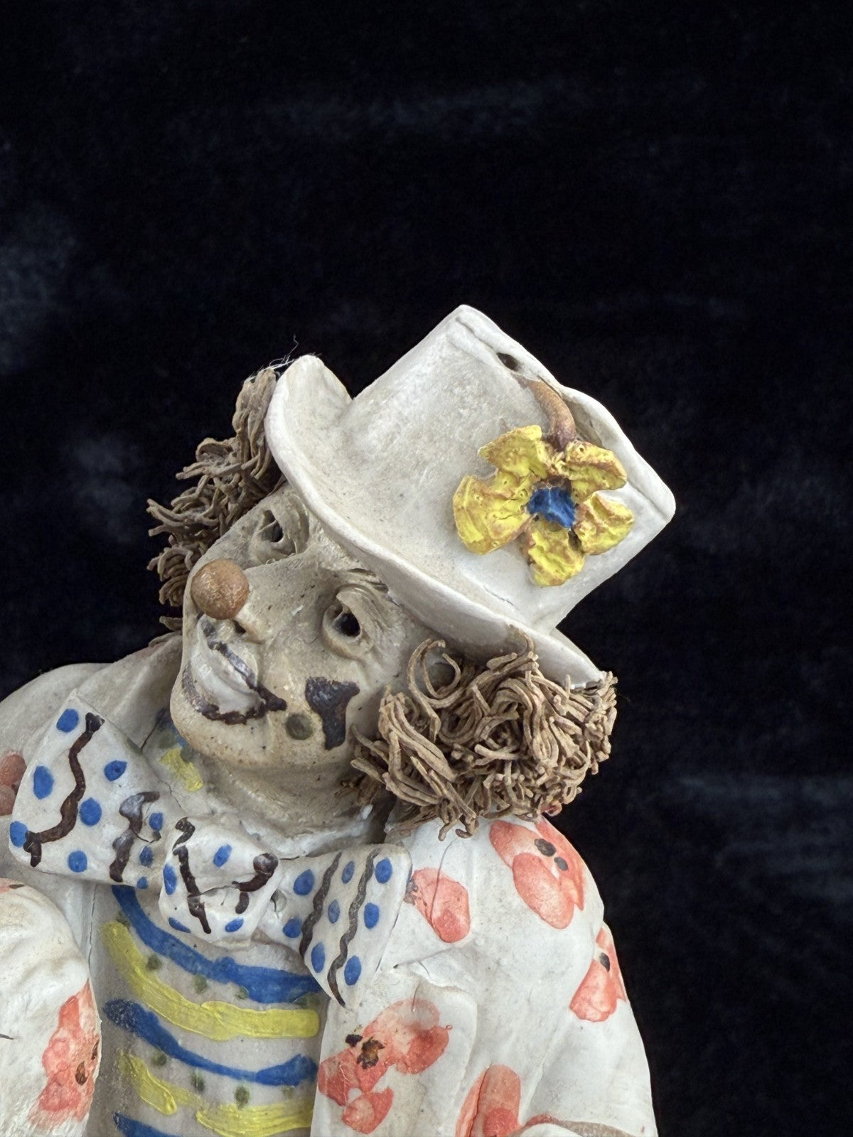 Rare Signed Art Pottery Clay Clowns Figures - Pair by JR Figurine Italy Medium d18