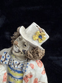 Thumbnail for Rare Signed Art Pottery Clay Clowns Figures - Pair by JR Figurine Italy Medium d18