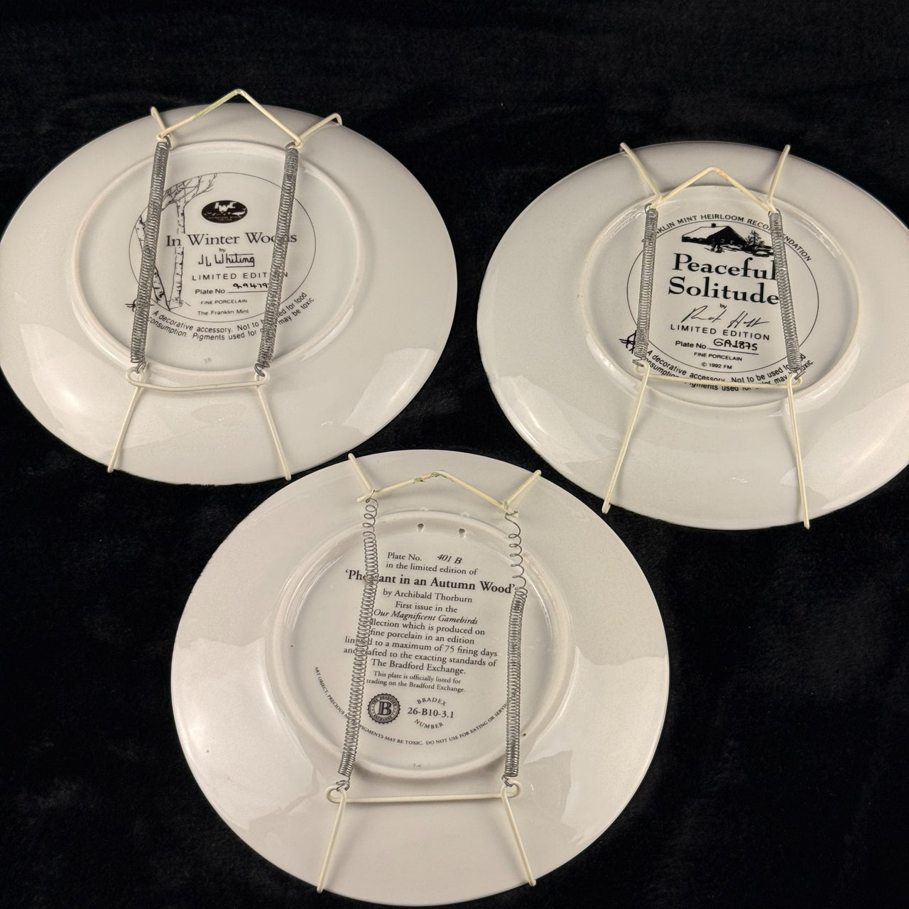 Franklin Wildlife Mint Collector Plates Set x3 – Fine Porcelain, 1990s Art Each.14
