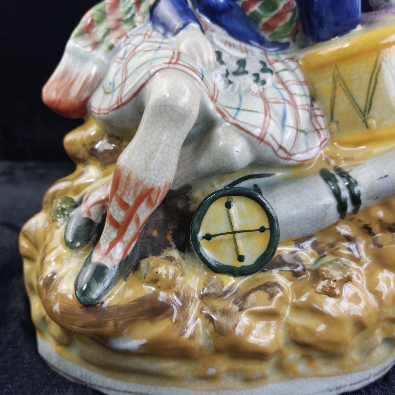 Antique Style Staffordshire 11" Pottery Figurine Sleeping Scotsman Decor12