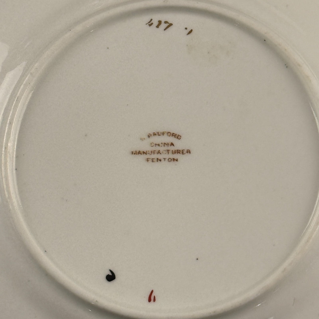 Bradford China Fenton Tea Trio Red Floral Gilt Antique Cup Saucer Plate deco Set9