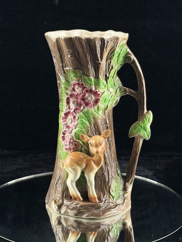 Hornsea Fauna Royal Vase Woodland Tree Trunk Bambi Deer Flowers England 10” deco1