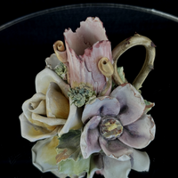 Thumbnail for Capodimonte Style Porcelain Floral Figurine with Handle holder candle chipped6
