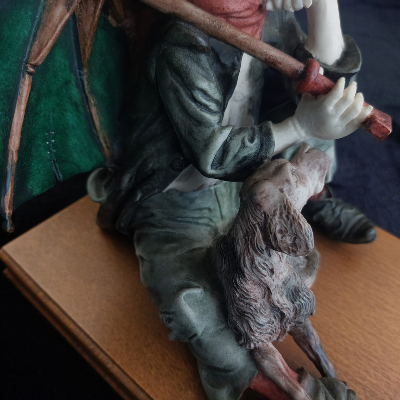N Capodimonte Boy Dog Figurine Signed A.G. see pics 9.5" bookshelf decor vtg15