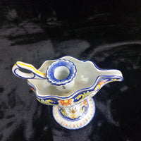 Thumbnail for Italian Antique Majolica Faience Candle Holder Floral Hand Painted Coat of Arms 9