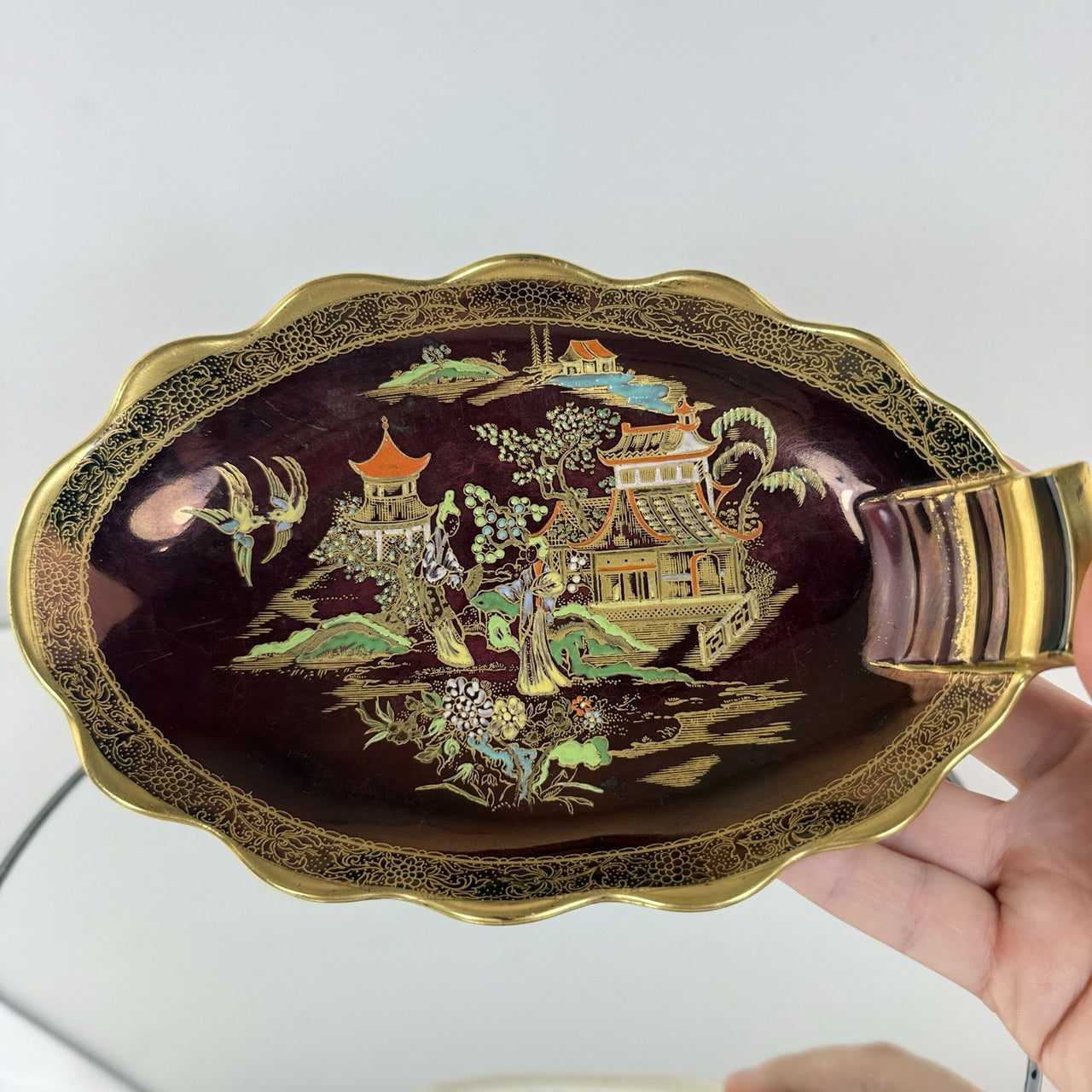 Carlton Ware Rouge Royale Oval Dish Gilded Oriental Dish Gold Trim China Plate7