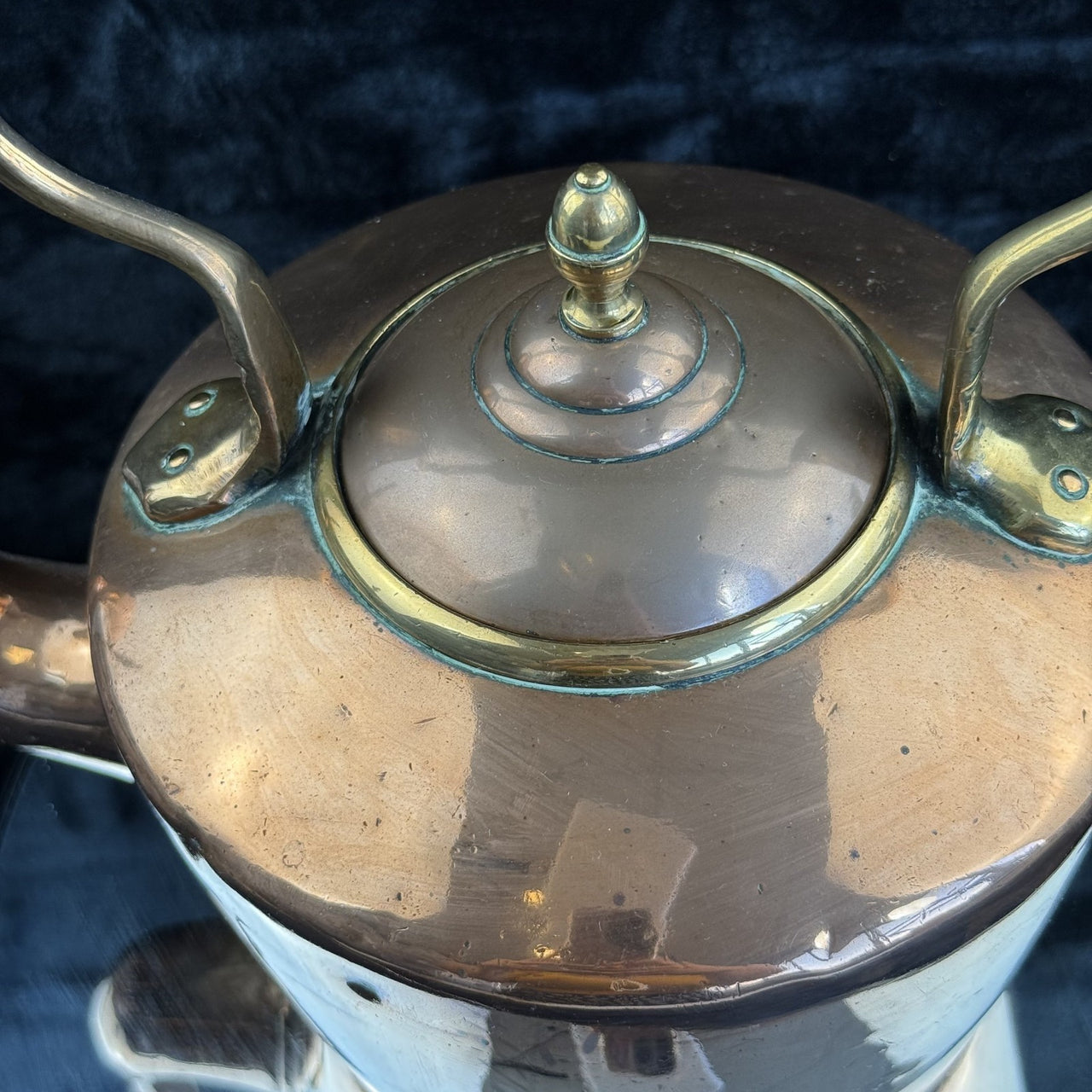 Antique Large Copper Kettle with Brass and Copper Handle - English Country House23