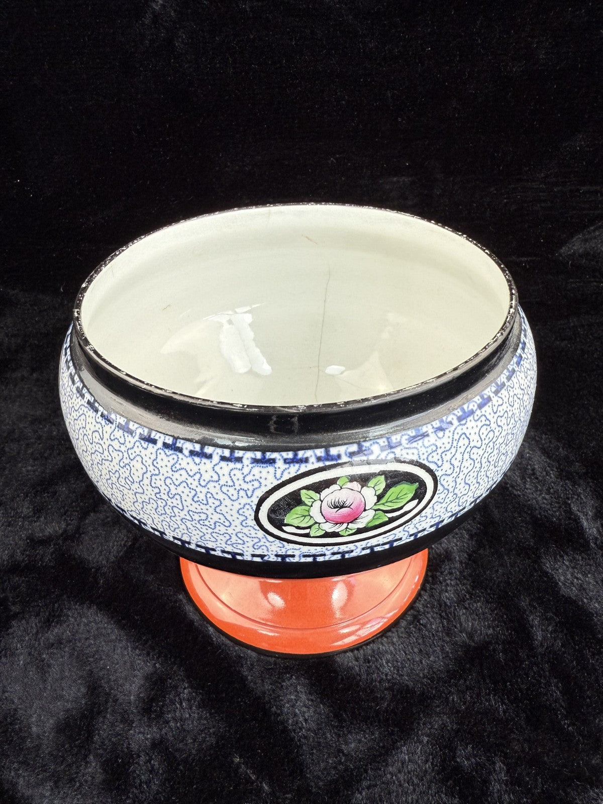 Antique vase S.Hancock & Sons Cimson Ware England Burslem Cache Pot/Bowl onStand4