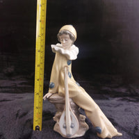 Thumbnail for RARE by NAO Lladro Pierrot Clown Figurine with Mandolin 1987 bookcase decor3
