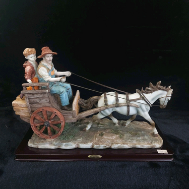 Large signed Juliana Collection 2000 Horse Carriage Figurine size see Handmade0
