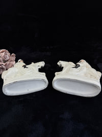 Thumbnail for Antique Porcelain Staffordshire Cavalier- Horse Figurine Pair decor see one head15