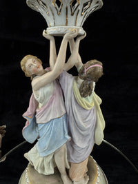 Thumbnail for Antique NH Porcelain Two Greek Goddesses Figurine Candle Holder Classical Decor13