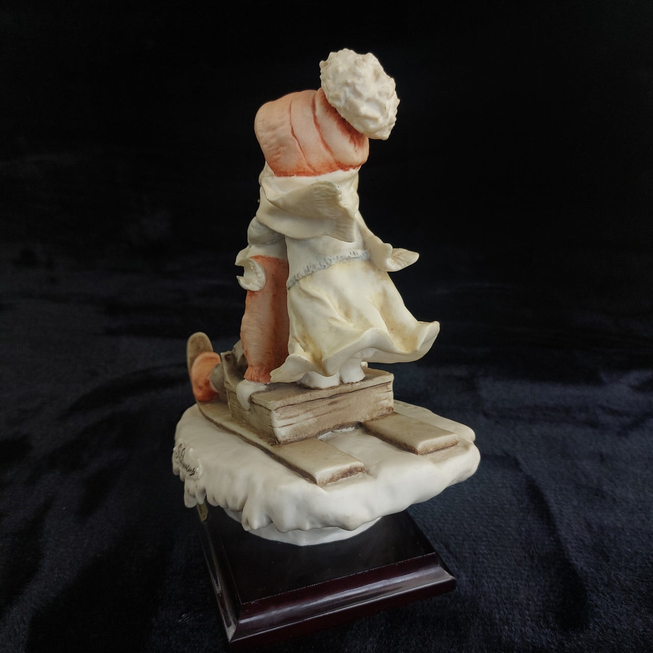 Giuseppe Armani 1992 Florence Children on Sled Figurine Winter Scene Sculp 9".11