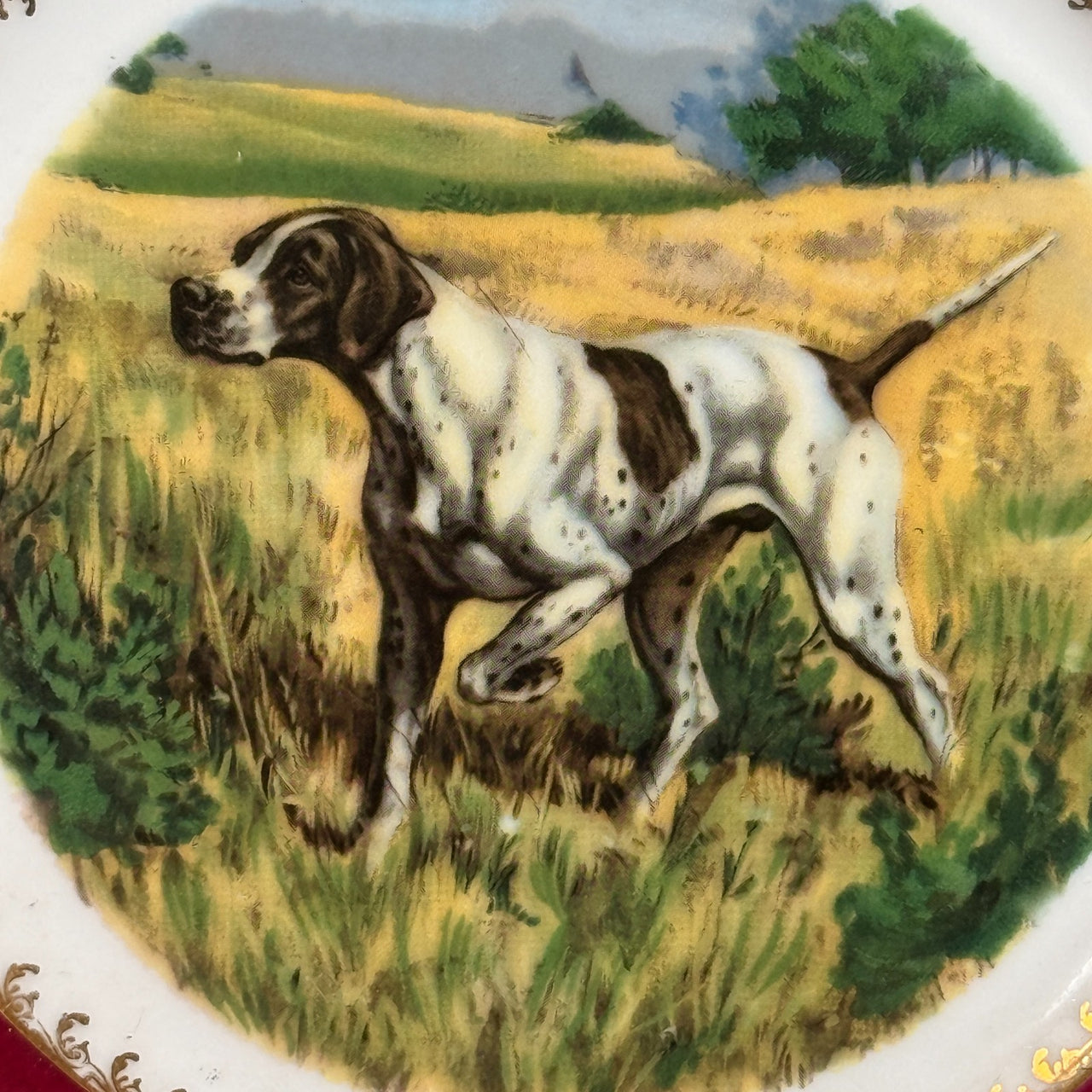 Odette Degrain Delorge Limoges France Hunting Dog Plates Set of 3 8" Porcelain12
