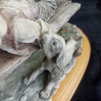 Thumbnail for G. Figurine Armani 1990 Boy Bench with Dog Signed Sculpture Vintage 7.5in deco.13