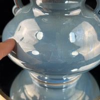 Thumbnail for Antique Maling Vase England –Blue Glazed Handle Twin Urn Shape 6.5” decor China,5