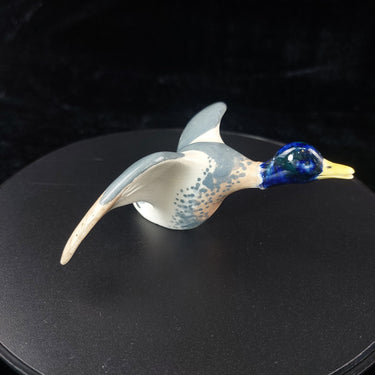 Rare Studio Pottery Duck Figurine Glazed Mallard Style Repaired Wing decor0