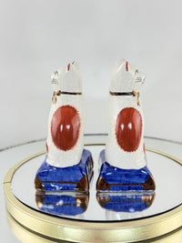 Thumbnail for Rare Staffordshire Style Antique Cat Figurine Pair Hand Painted Mantel Cats 4”6