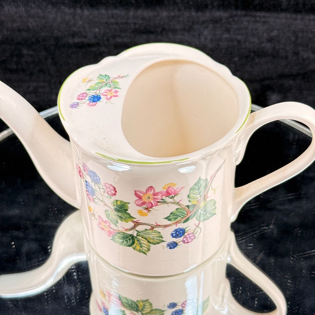 Hammersley Floral Mini Watering Can & Burleigh Pedestal Cake Stand Porcelain Set3