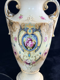 Thumbnail for Antique English Alton Ware Urns Set Hand Painted Roses Gilded Porcelain Vase Set7