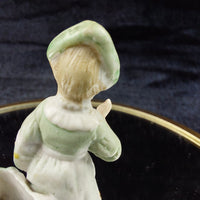 Thumbnail for Antique Porcelain German Figurine Child w/ Boot Vase Green Gold Accents 2.5”5
