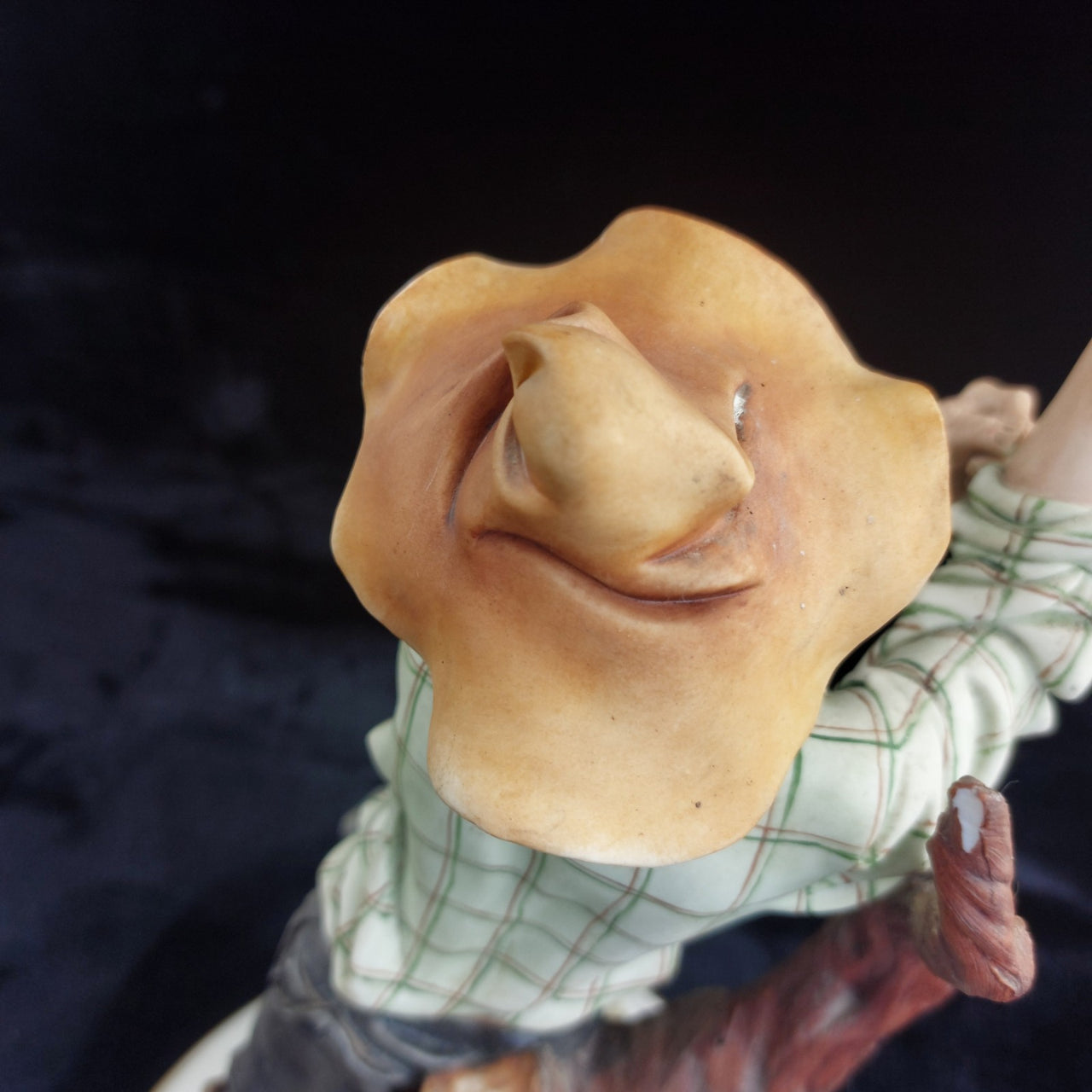 Ades Fisherman Signed Capodimonte Porcelain Figurine 17"Tree Base Italy pics see8