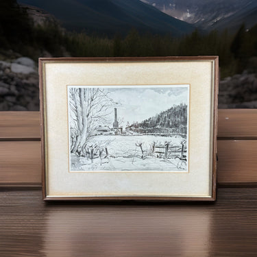1947 Watercolour Brickworks by E. McCloud Framed Industrial Landscape Painting0