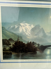 Thumbnail for A Pair of Vintage Landscape Prints Coastal & Swiss Alps Marshlands blue green6