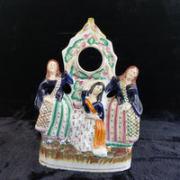 Thumbnail for Antique Victorian 1800s Staffordshire Flatback Figurine 3 Dancing Ladies 11